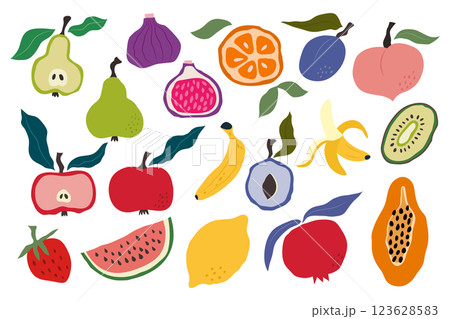 Minimalist hand drawn fruit collection with modern artistic design 123628583