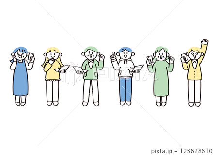 パソコンやスマホを持つ人のイラストセット 123628610