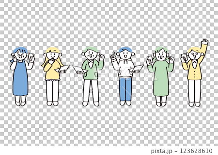 パソコンやスマホを持つ人のイラストセット 123628610