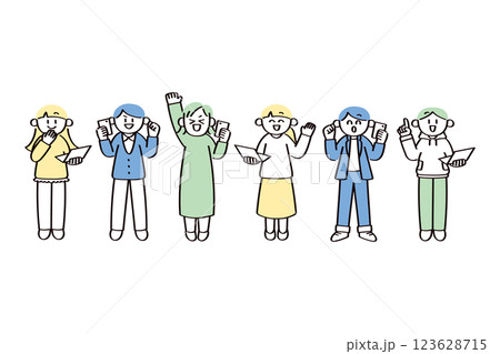 パソコンやスマホを持つ人のイラストセット 123628715