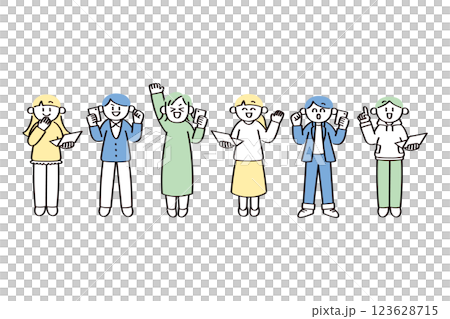 パソコンやスマホを持つ人のイラストセット 123628715