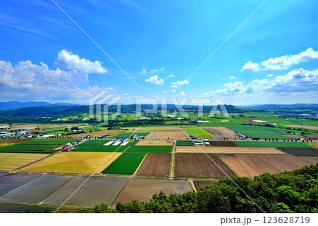 北海道三笠市達布山展望台から望む空知平野のパノラマ 北海道三笠市達布山展望台から望む空知平野のパノラマ 123628719
