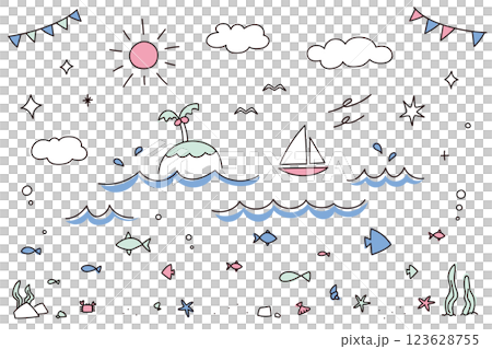 夏季插畫素材集 夏季插畫素材集 123628755