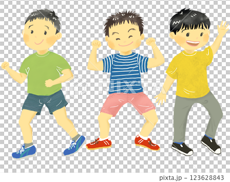 元気な子どもたち　男子3人 123628843