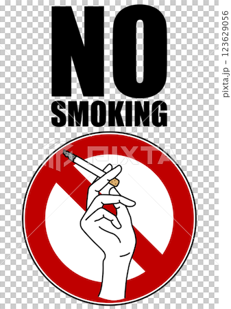 貼り紙看板イラストー禁煙No Smokingー 貼り紙看板イラストー禁煙No Smokingー 123629056