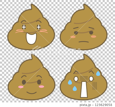Set of cute poop character illustrations that are excited or surprised Set of cute poop character illustrations that are excited or surprised 123629058