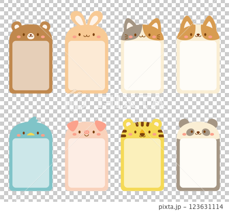 可愛的動物便籤套裝。也非常適合迷你備忘錄和姓名標籤。 123631114