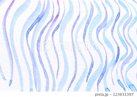 Abstract watercolor blue and purple wavy lines pattern on white background 123631397