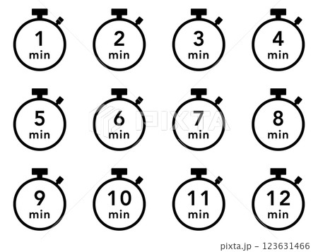 ストップウォッチのアイコンセット(1分〜12分) ストップウォッチのアイコンセット(1分〜12分) 123631466