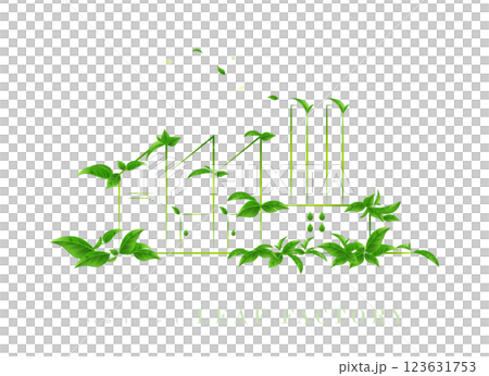 Factories and power plants painted with green leaves | Ecology Art Series Factories and power plants painted with green leaves | Ecology Art Series 123631753