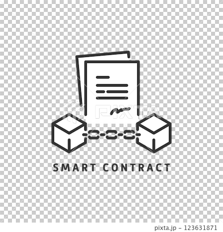 スマートコントラクトのブロックチェーンアイコン 自動契約・FinTech・NFT 123631871