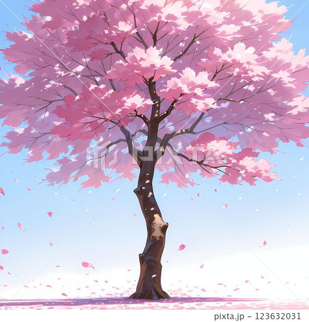 満開の桜が咲いている春の風景 123632031