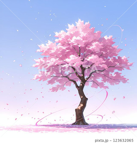 満開の桜の木がある風景 123632065