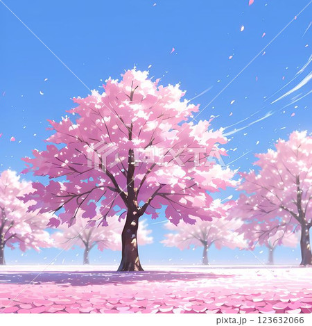 青空に舞う桜の木 123632066