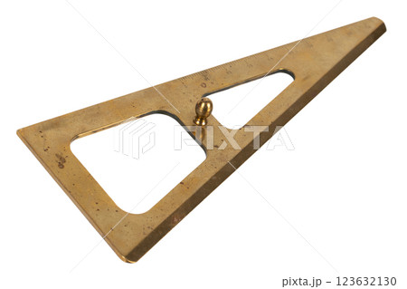 retro school brass triangle isolated on white retro school brass triangle isolated on white 123632130