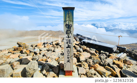 夏の御嶽山登山：剣ヶ峰山頂 123632316