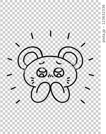 目をキラキラ輝かせて感動するネズミ 線画 目をキラキラ輝かせて感動するネズミ 線画 123632336