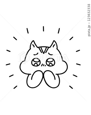 目をキラキラ輝かせて感動するリス　線画 123632338