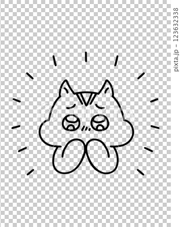 目をキラキラ輝かせて感動するリス　線画 123632338