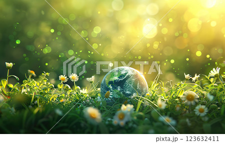 Serene Nature with Glow of Life, Generate AI 123632411