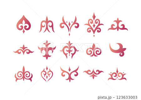 Kyrgyz traditional ornaments collection. Vector illustration. Kyrgyz traditional ornaments collection. Vector illustration. 123633003