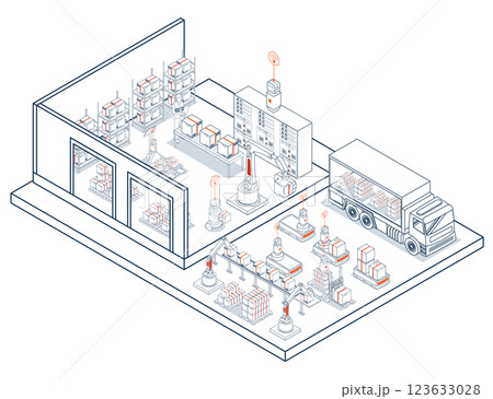 AGV Mobile Robots revolutionize smart logistics, optimizing warehouse operations and wireless transportation. 123633028