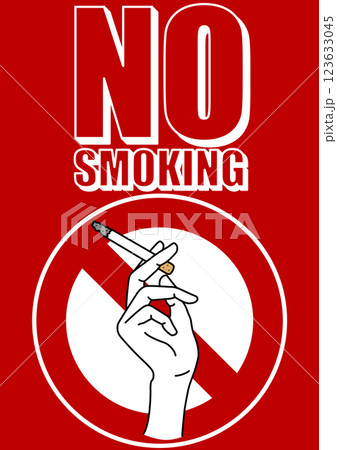 貼り紙看板イラストー禁煙No Smokingー 貼り紙看板イラストー禁煙No Smokingー 123633045