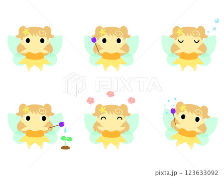 かわいい妖精のアイコンセット（イエロー） 123633092