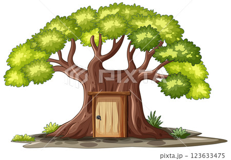 Enchanted Tree with Wooden Door Enchanted Tree with Wooden Door 123633475