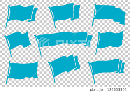 なびく旗 四角旗のセット なびく旗 四角旗のセット 123633593