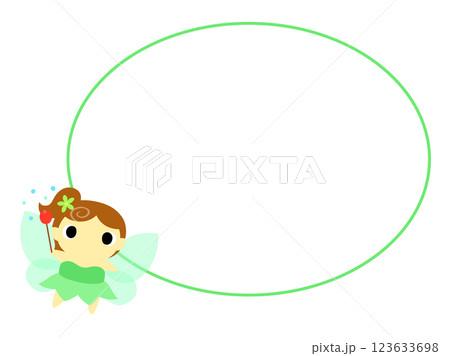 妖精のアイコン（グリーン）　円形フレーム付 123633698