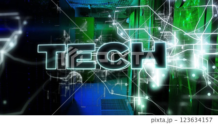 Image of tech text over server room 123634157