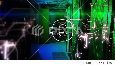 Image of euro symbol over server room 123634180