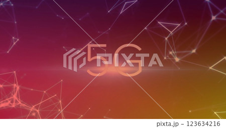 Image of 5g over network of connections on red background Image of 5g over network of connections on red background 123634216