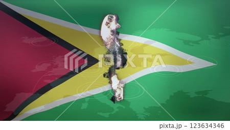 Abstract shapes image over guyana flag 123634346