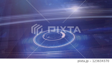 Processing data with circular interface and graphs in futuristic image Processing data with circular interface and graphs in futuristic image 123634370