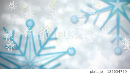 Image of snowflakes falling over spots of light against grey background with copy space Image of snowflakes falling over spots of light against grey background with copy space 123634759