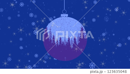Image of snow falling over christmas decoration Image of snow falling over christmas decoration 123635048