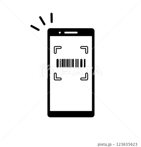 バーコード表示されたスマートフォンのアイコンイラスト バーコード表示されたスマートフォンのアイコンイラスト 123635623