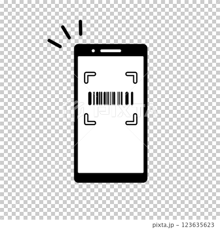 バーコード表示されたスマートフォンのアイコンイラスト バーコード表示されたスマートフォンのアイコンイラスト 123635623