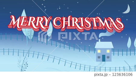 Image of christmas greetings text over winter scenery Image of christmas greetings text over winter scenery 123636106
