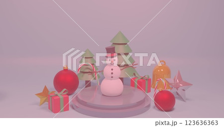 Image of christmas ho text over christmas decorations on blue background 123636363