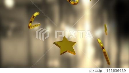 Image of christmas gold candy canes and stars falling 123636489