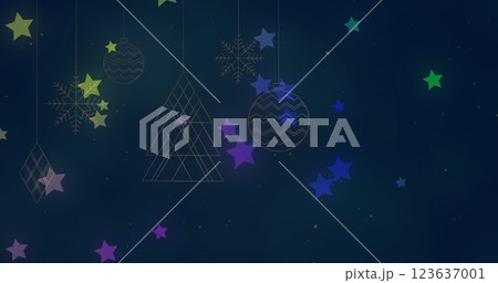 Image of stars over christmas decorations Image of stars over christmas decorations 123637001