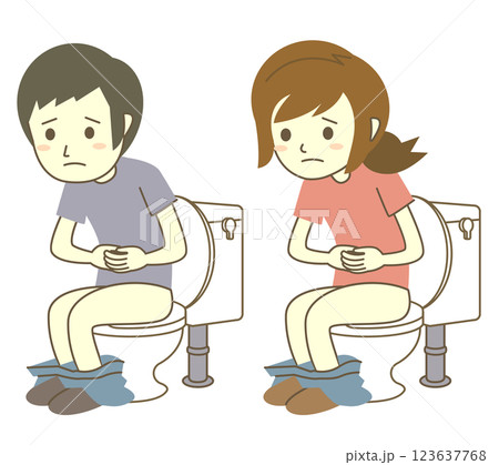便通が芳しくない男性と女性 123637768