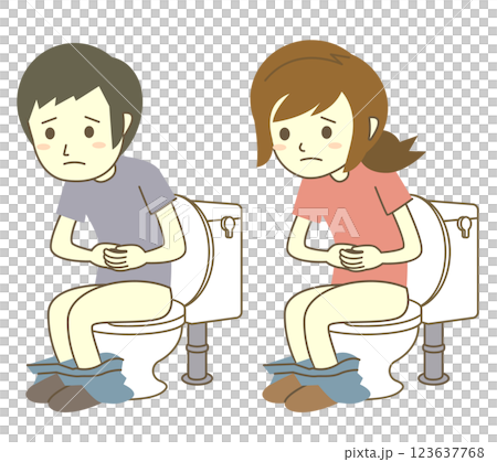 便通が芳しくない男性と女性 123637768