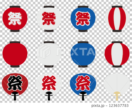 簡單的燈籠和扇子插圖集 123637783