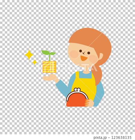 Coin, points, housewife image illustration material that raises money Coin, points, housewife image illustration material that raises money 123638135