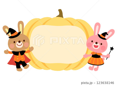 かわいいウサギ　ハロウィン　メッセージカード 123638146