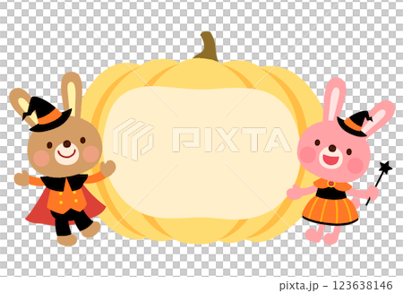 かわいいウサギ　ハロウィン　メッセージカード 123638146